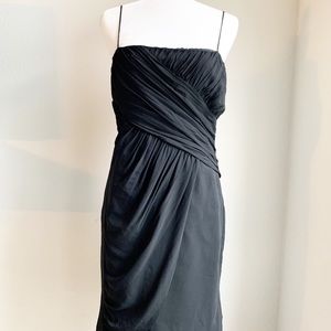 Zara Pleated sheer Spaghetti strap black Dress: L